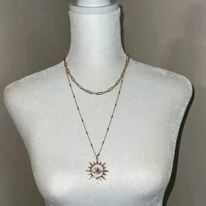 Sofia Jewelry by Sofia Vergara Women's Gold Tone Multi Stone Mutli Row Necklace‌